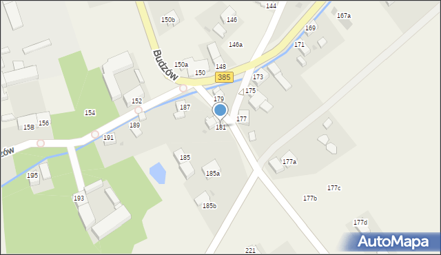 Budzów, Budzów, 181, mapa Budzów