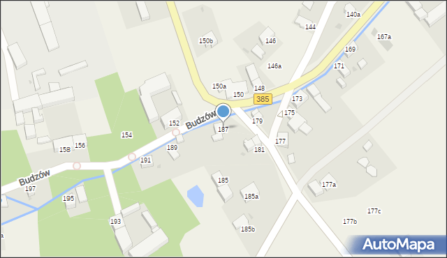 Budzów, Budzów, 187, mapa Budzów