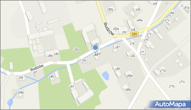 Budzów, Budzów, 189, mapa Budzów