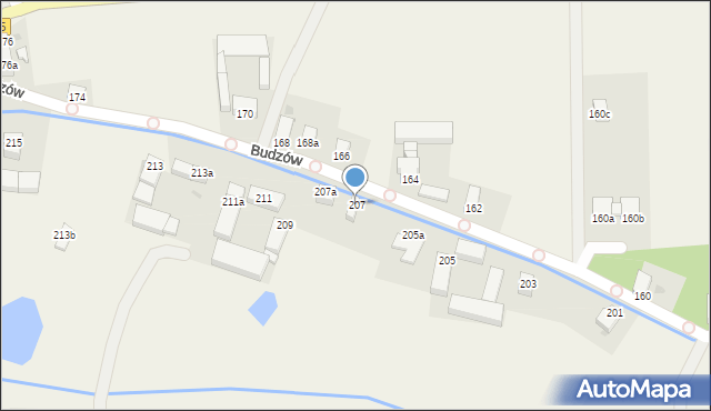 Budzów, Budzów, 207, mapa Budzów