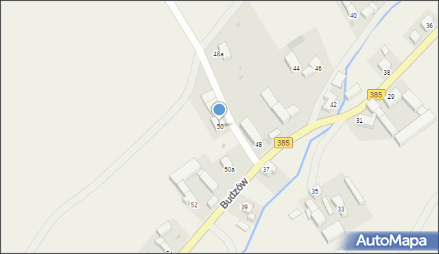 Budzów, Budzów, 50, mapa Budzów