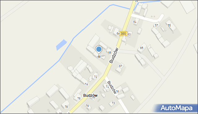 Budzów, Budzów, 68, mapa Budzów