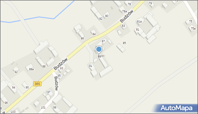 Budzów, Budzów, 89, mapa Budzów