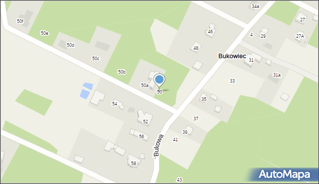 Bukowiec, Bukowa, 50, mapa Bukowiec