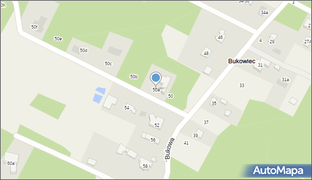 Bukowiec, Bukowa, 50a, mapa Bukowiec