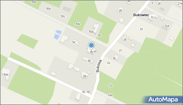 Bukowiec, Bukowa, 52, mapa Bukowiec