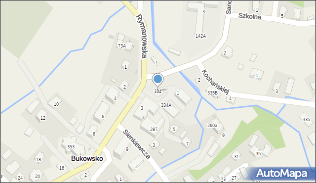 Bukowsko, Bukowsko, 334, mapa Bukowsko