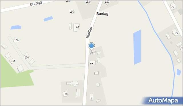 Burdąg, Burdąg, 12, mapa Burdąg