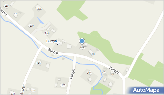 Burzyn, Burzyn, 80A, mapa Burzyn