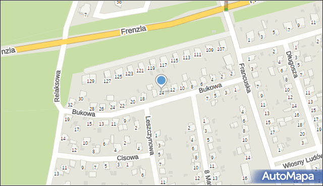 Bytom, Bukowa, 14, mapa Bytomia