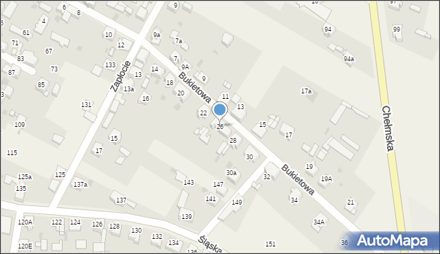 Chełm Śląski, Bukietowa, 26, mapa Chełm Śląski