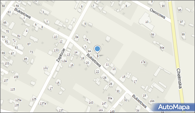 Chełm Śląski, Bukietowa, 9, mapa Chełm Śląski