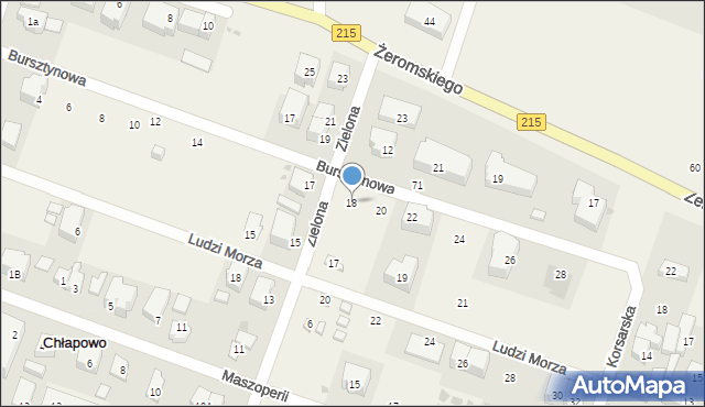 Chłapowo, Bursztynowa, 18, mapa Chłapowo