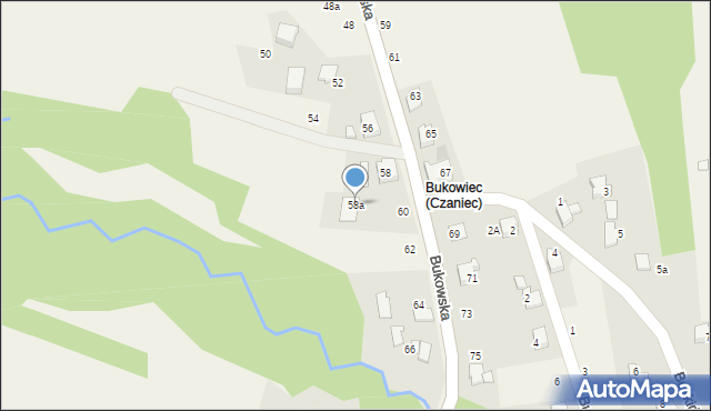 Czaniec, Bukowska, 58a, mapa Czaniec