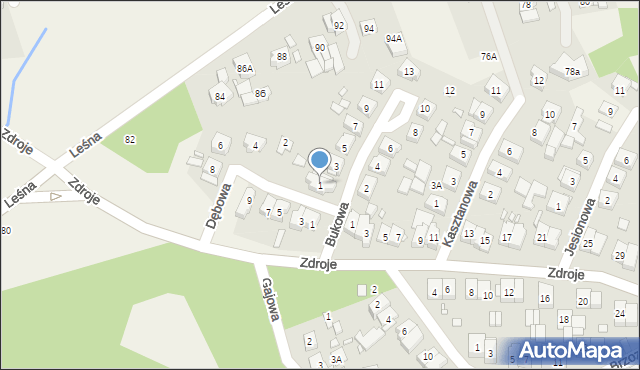 Czerwonak, Bukowa, 1, mapa Czerwonak