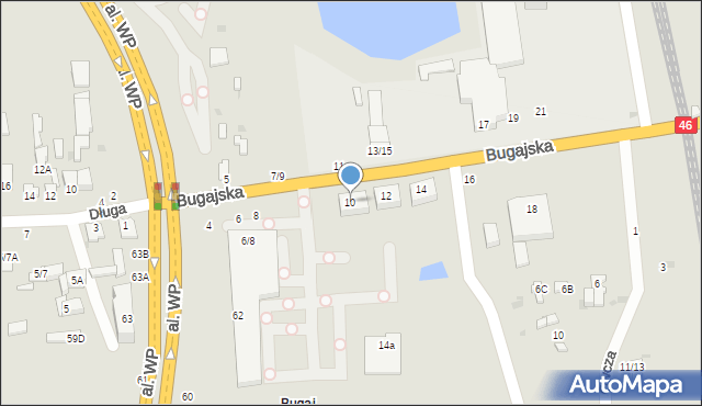 Częstochowa, Bugajska, 10, mapa Częstochowy