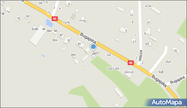 Częstochowa, Bugajska, 100, mapa Częstochowy
