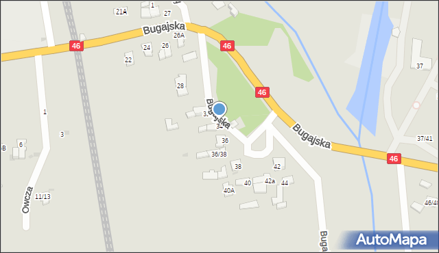 Częstochowa, Bugajska, 34, mapa Częstochowy