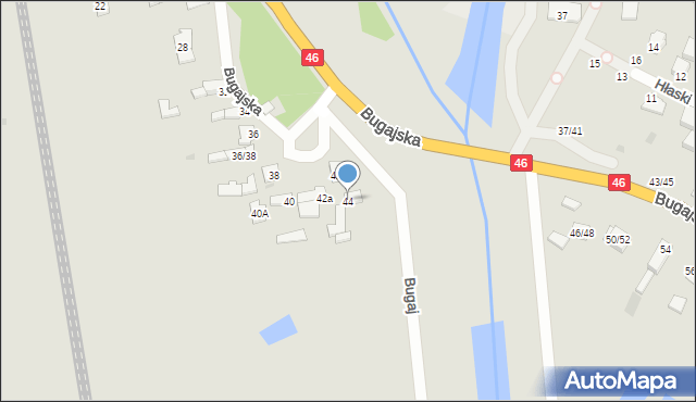 Częstochowa, Bugajska, 44, mapa Częstochowy