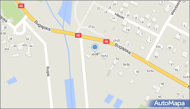 Częstochowa, Bugajska, 46/48, mapa Częstochowy