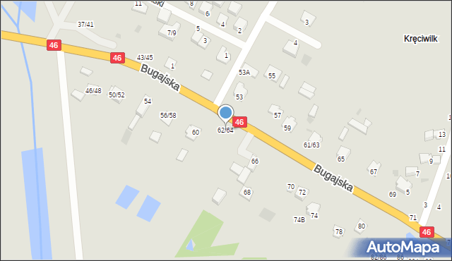 Częstochowa, Bugajska, 62/64, mapa Częstochowy