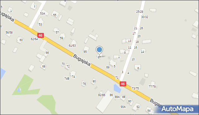 Częstochowa, Bugajska, 67, mapa Częstochowy