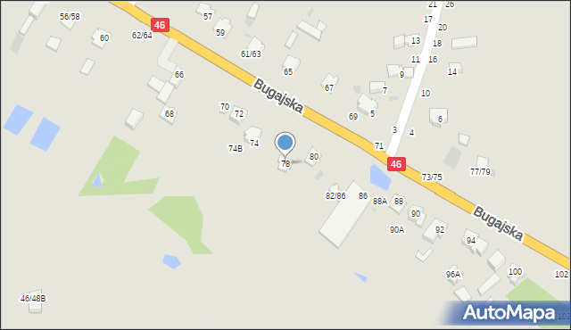 Częstochowa, Bugajska, 78, mapa Częstochowy