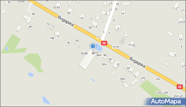 Częstochowa, Bugajska, 86, mapa Częstochowy