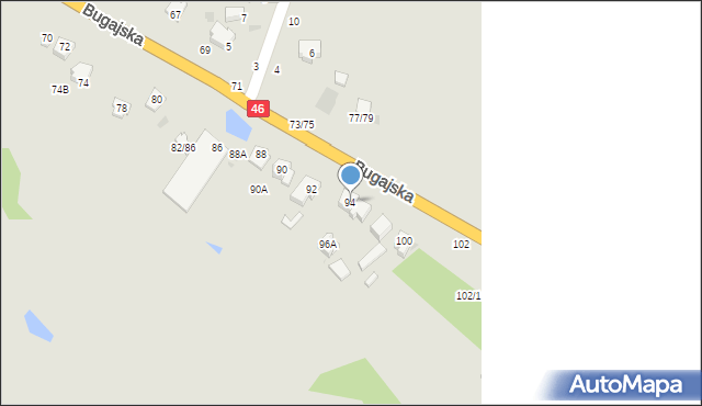 Częstochowa, Bugajska, 94, mapa Częstochowy