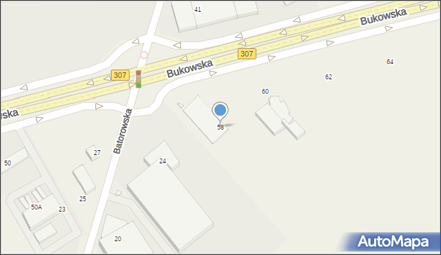 Dąbrowa, Bukowska, 58, mapa Dąbrowa