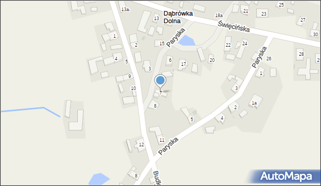 Dąbrówka Dolna, Budkowska, 7, mapa Dąbrówka Dolna