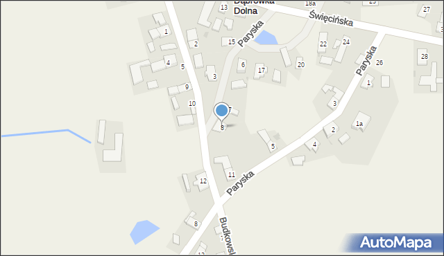 Dąbrówka Dolna, Budkowska, 8, mapa Dąbrówka Dolna