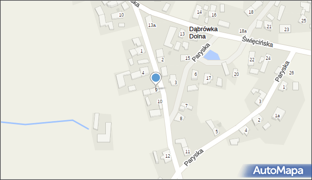 Dąbrówka Dolna, Budkowska, 9, mapa Dąbrówka Dolna
