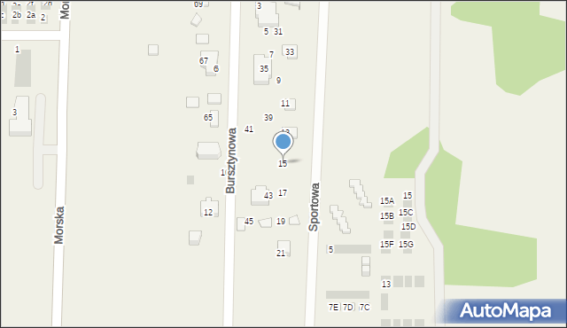 Dębki, Bursztynowa, 15, mapa Dębki