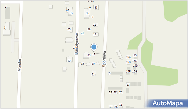 Dębki, Bursztynowa, 17, mapa Dębki