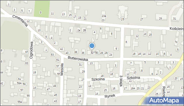 Frampol, Butlerowska, 32, mapa Frampol