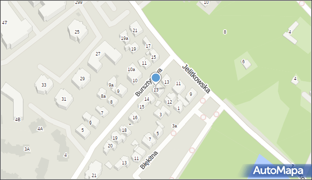 Gdańsk, Bursztynowa, 13, mapa Gdańska