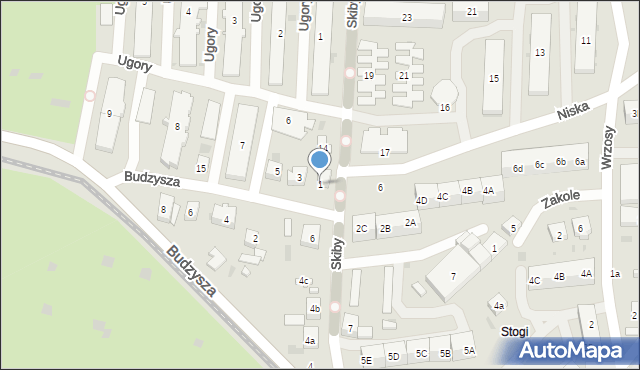 Gdańsk, Budzysza Wosia, 1, mapa Gdańska