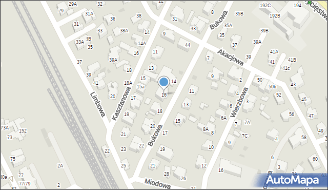 Gdynia, Bukowa, 16, mapa Gdyni