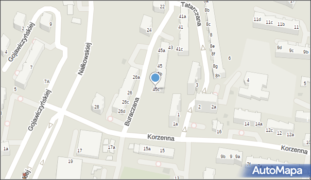 Gdynia, Buraczana, 45c, mapa Gdyni