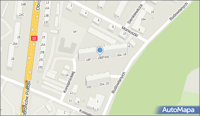 Głogów, Budowlanych, 18D, mapa Głogów