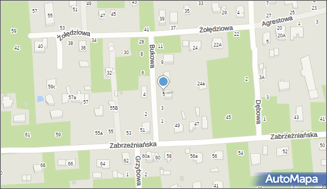 Głowno, Bukowa, 5, mapa Głowno