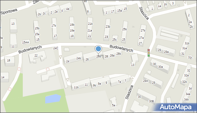 Gniezno, Budowlanych, 26b, mapa Gniezna