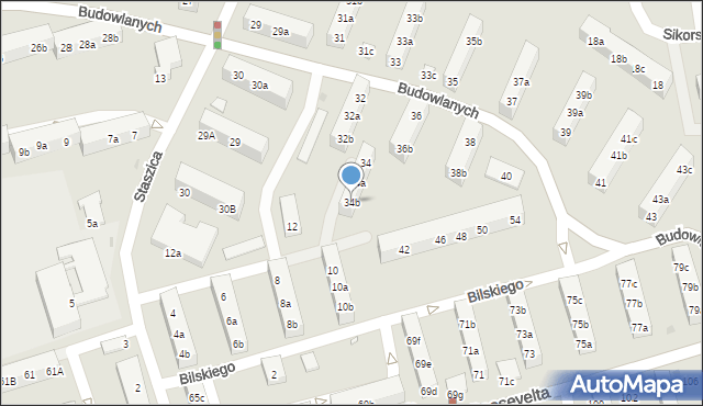 Gniezno, Budowlanych, 34b, mapa Gniezna