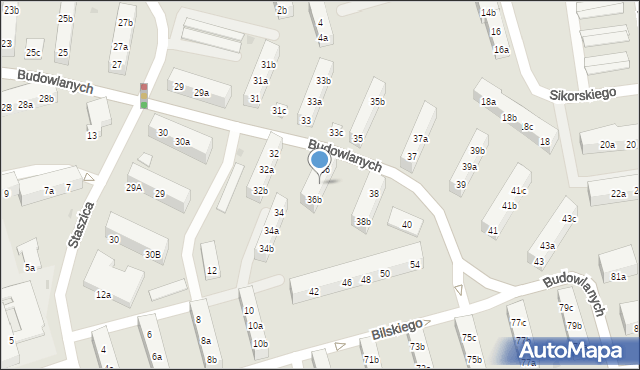 Gniezno, Budowlanych, 36a, mapa Gniezna