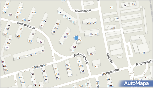 Gniezno, Budowlanych, 43b, mapa Gniezna