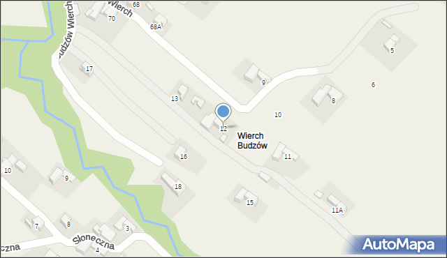 Groń, Budzów Wierch, 12, mapa Groń