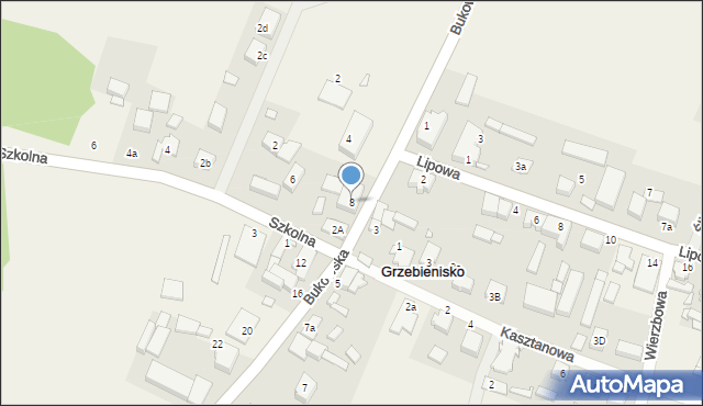 Grzebienisko, Bukowska, 8, mapa Grzebienisko