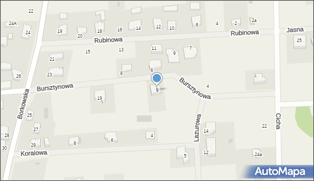 Grzybowo, Bursztynowa, 9, mapa Grzybowo