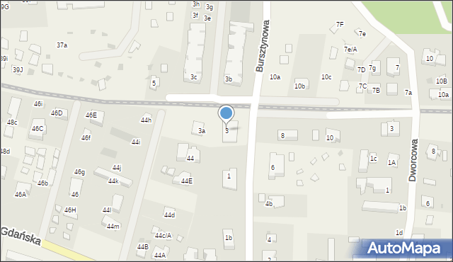 Jantar, Bursztynowa, 3, mapa Jantar